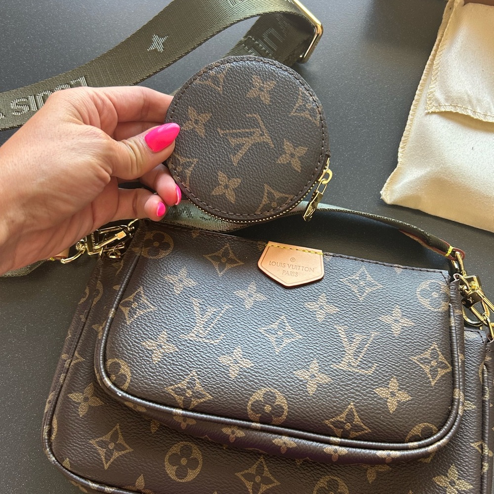 Louis Vuitton Brown Monogram Crossbody Bag with Coin Pouch